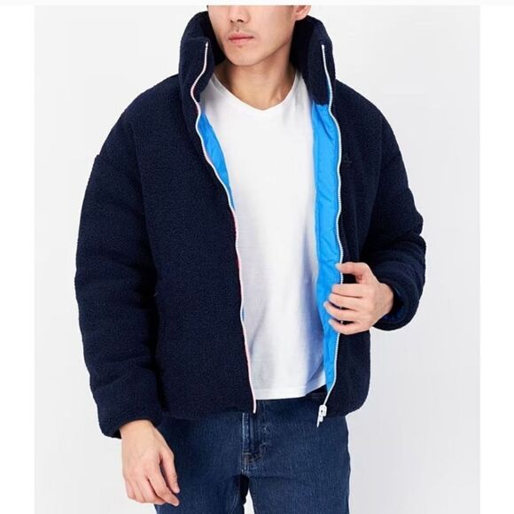 NWT Fourlaps Polar Quilted Sherpa Jacket NAVY/CORNFLOWER - Picture 5 of 9